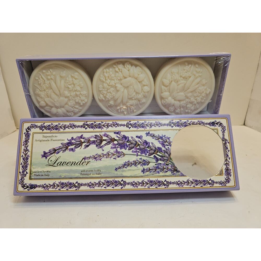 Saponificio Artigianale Fiorentino Lavender Scented Soaps Italy Sealed 3 x4.4 Oz